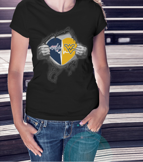 Capitals Wvu Mountaineers Heartbeat Logo Fan T-Shirt
