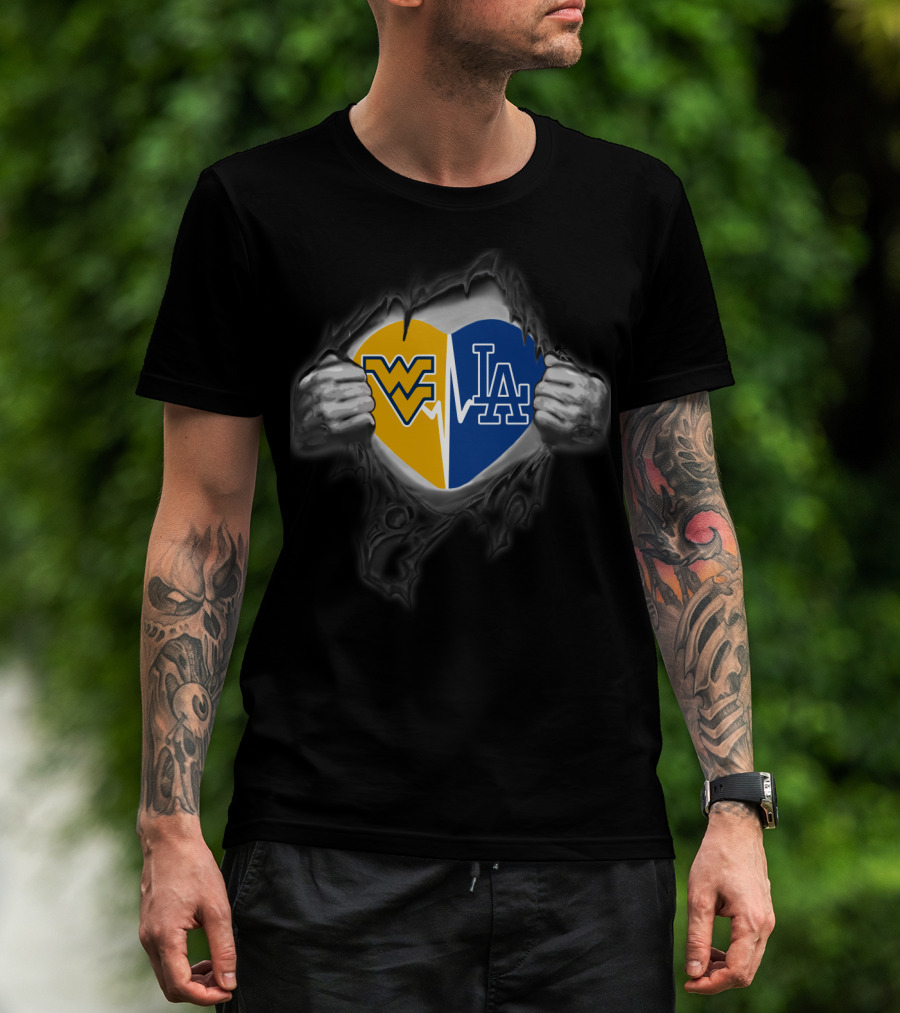 Dodgers La Heart West Virginia Mountaineers Wv Fan Mix T-Shirt