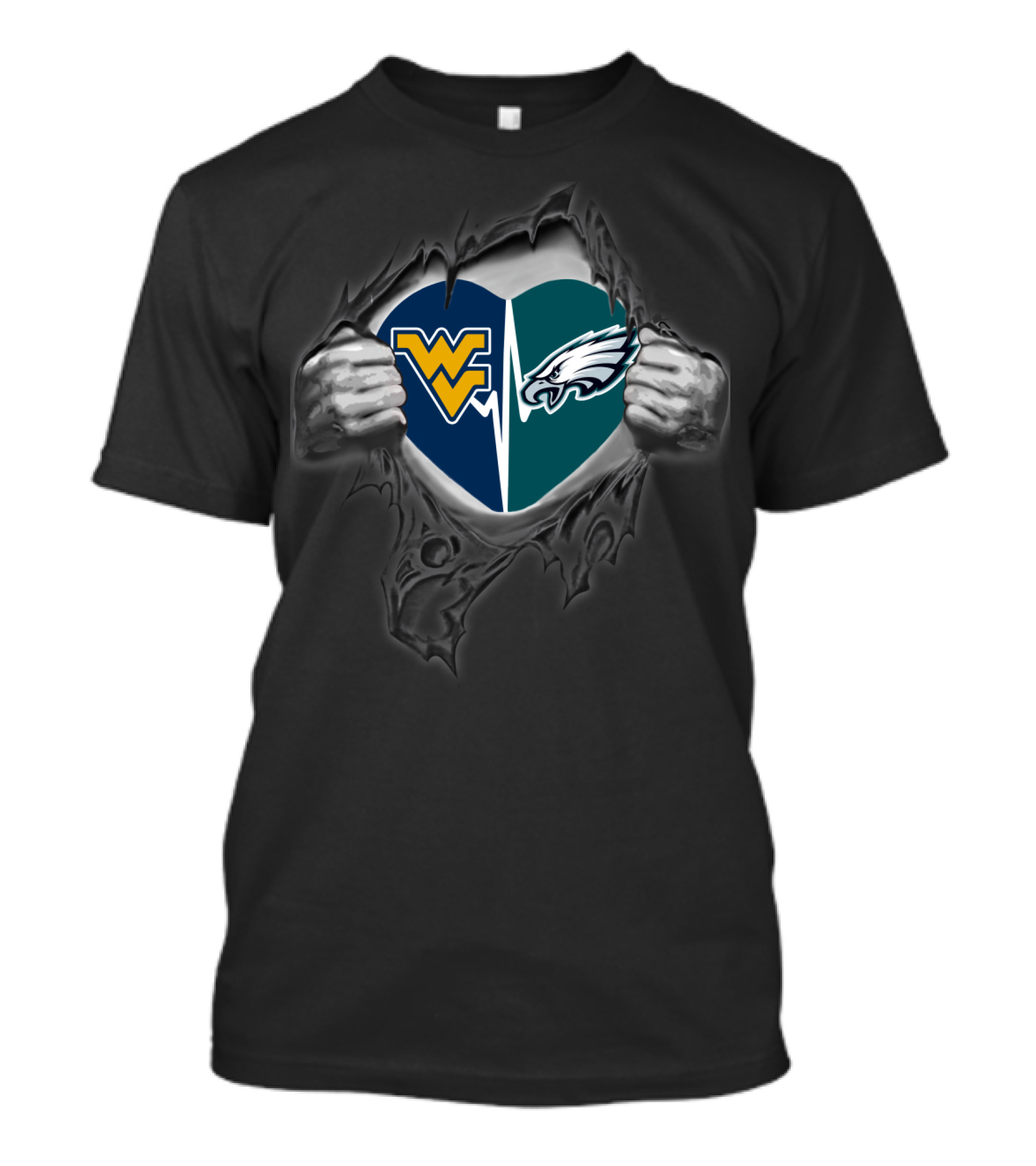 West Virginia Mountaineers Philadelphia Eagles Heart T-Shirt