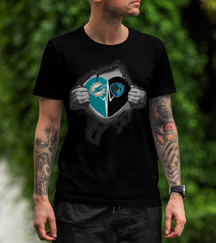 Miami Dolphins Tampa Bay Mutiny Torn Heart T-Shirt