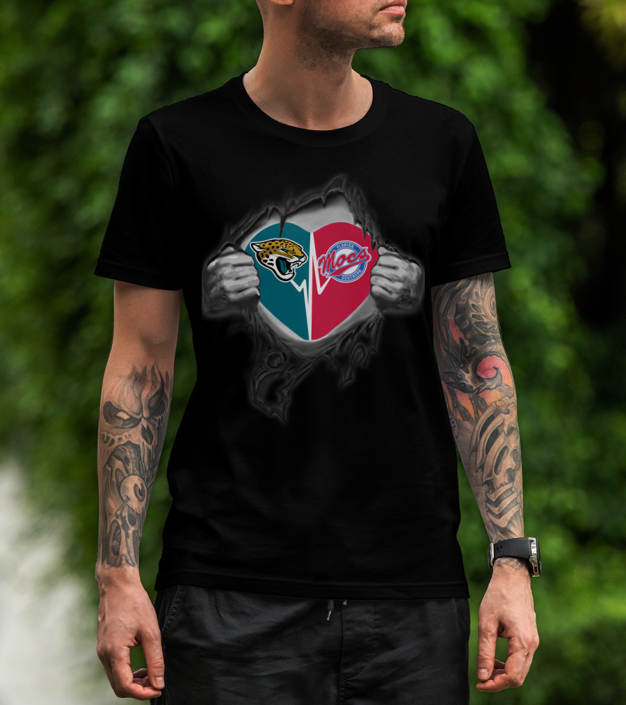 Jacksonville Jaguars Florida Southern Moccasins Heart Burst T-Shirt
