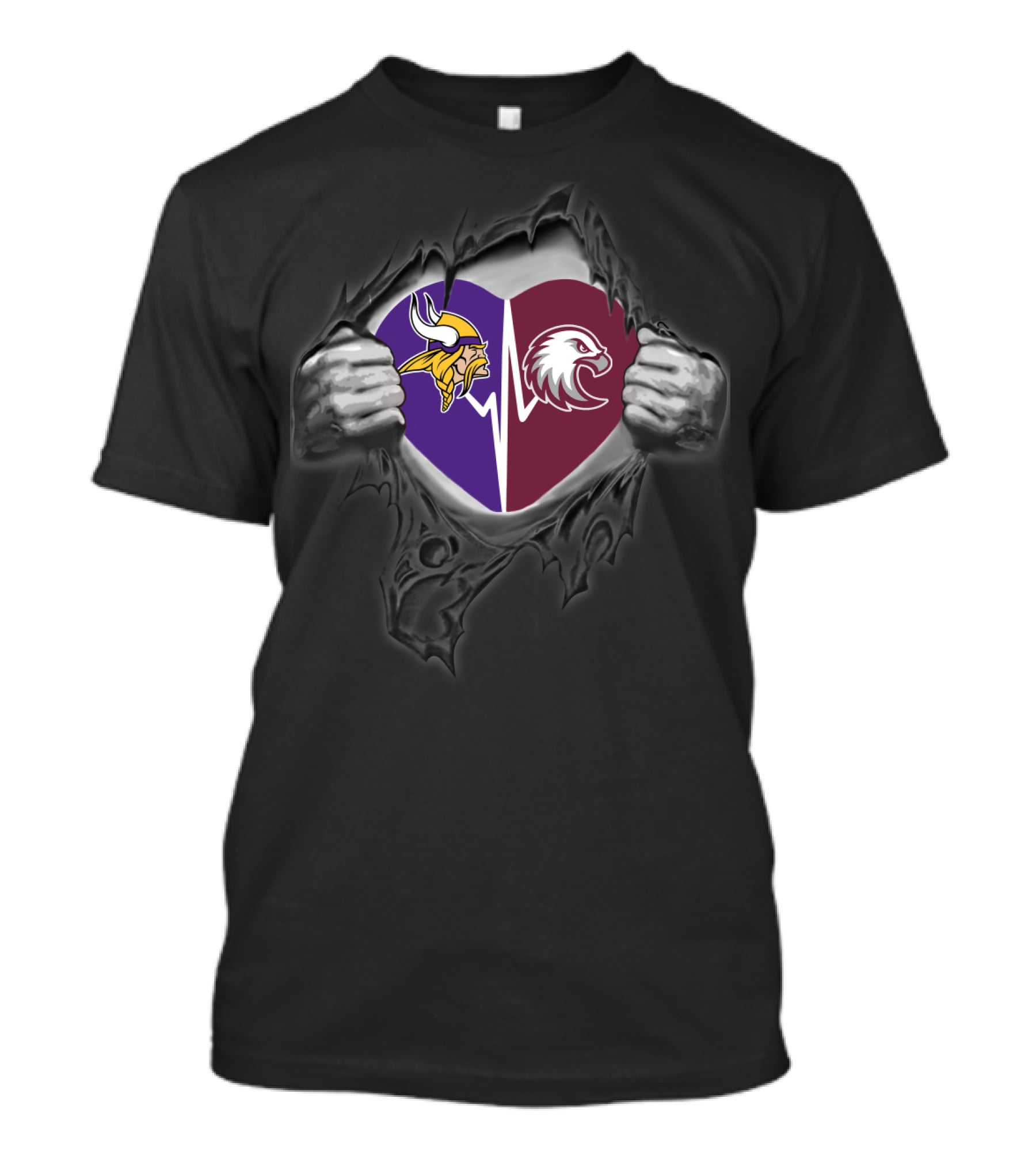 Minnesota Vikings Augsburg Auggies Heart Logo Fusion T-Shirt