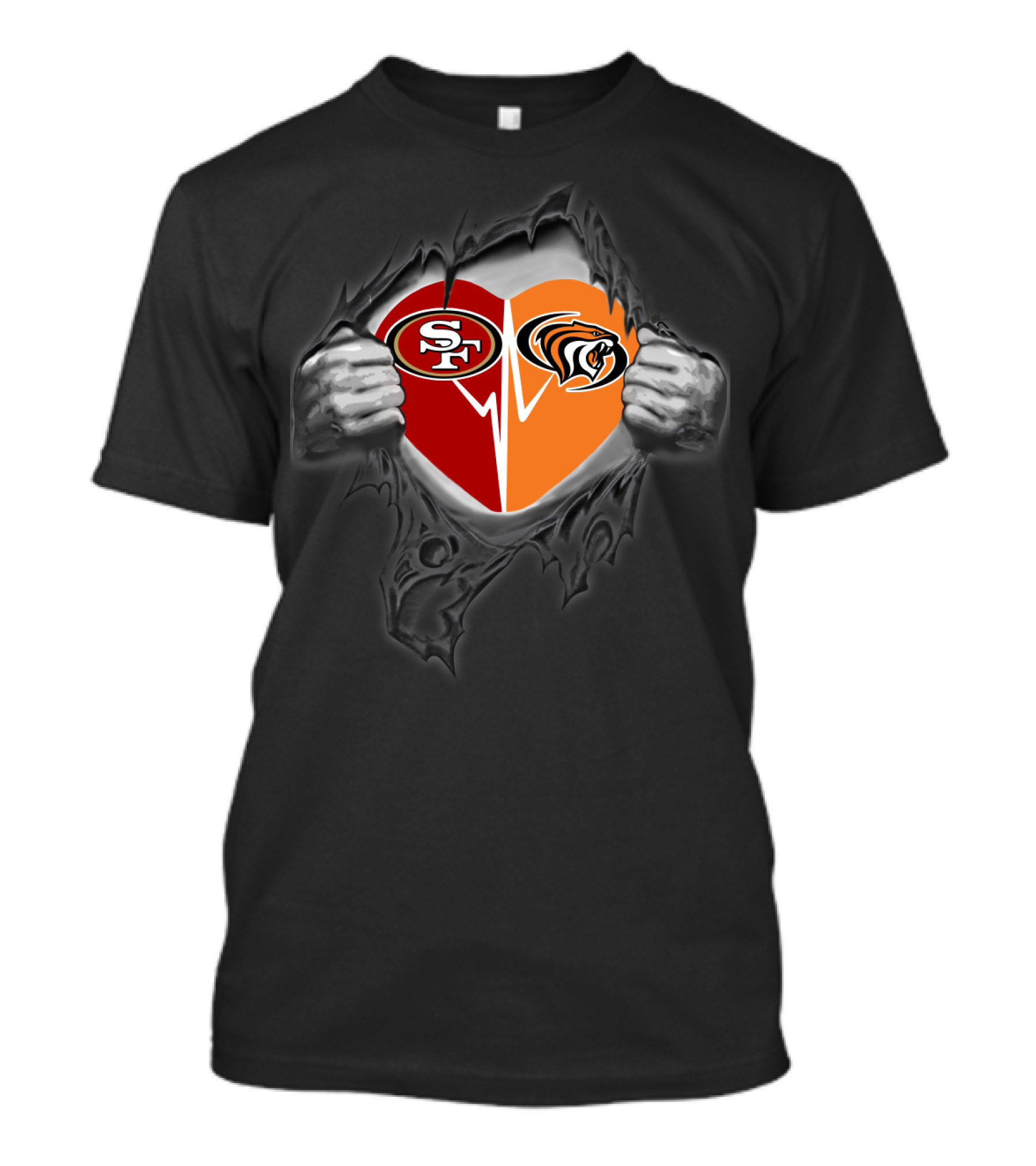49ers Sf Pacific Tigers Heart Split T-Shirt