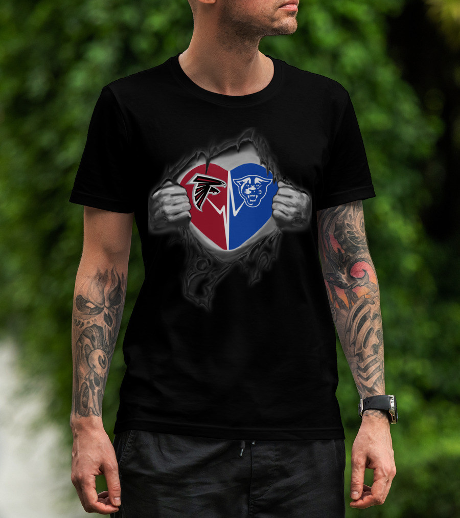 Atlanta Falcons Georgia State Panthers Heart T-Shirt