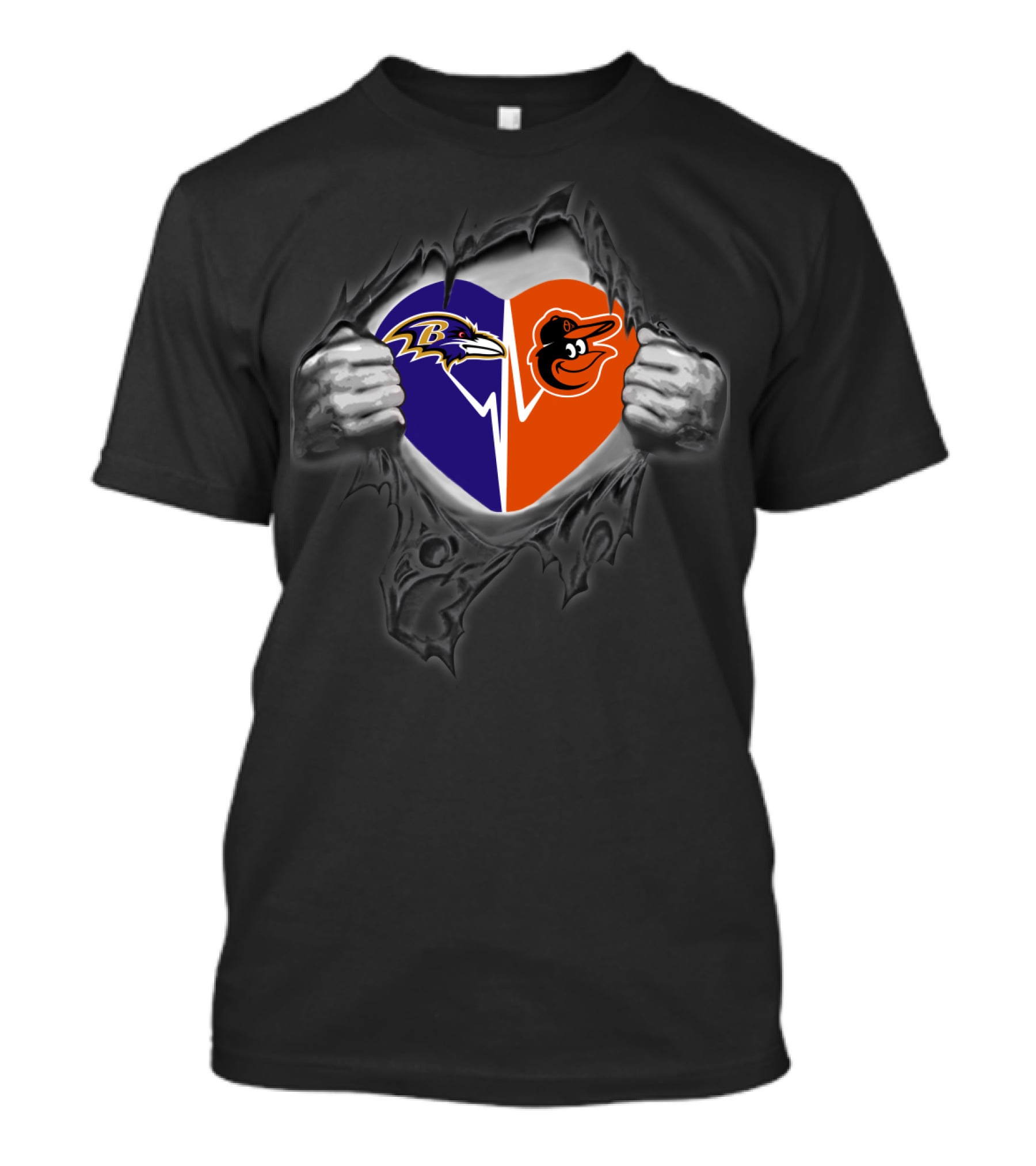 Baltimore Ravens And Orioles Heart T-Shirt