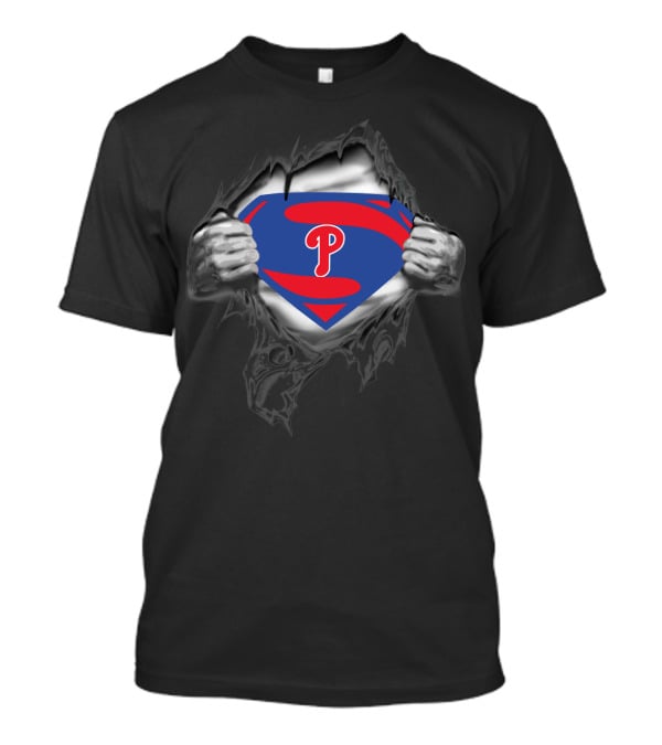 Superman Phillies Logo Emblem In Tearing Shield T-Shirt