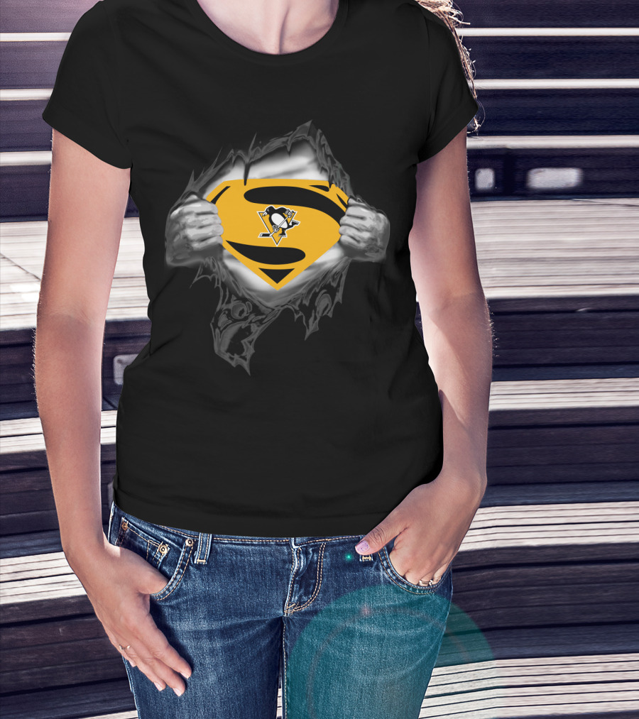 Superman Pittsburgh Penguins Logo Emblem T-Shirt