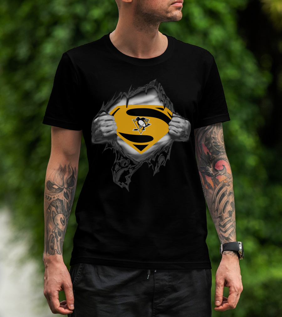 Superman Pittsburgh Penguins Logo Emblem T-Shirt
