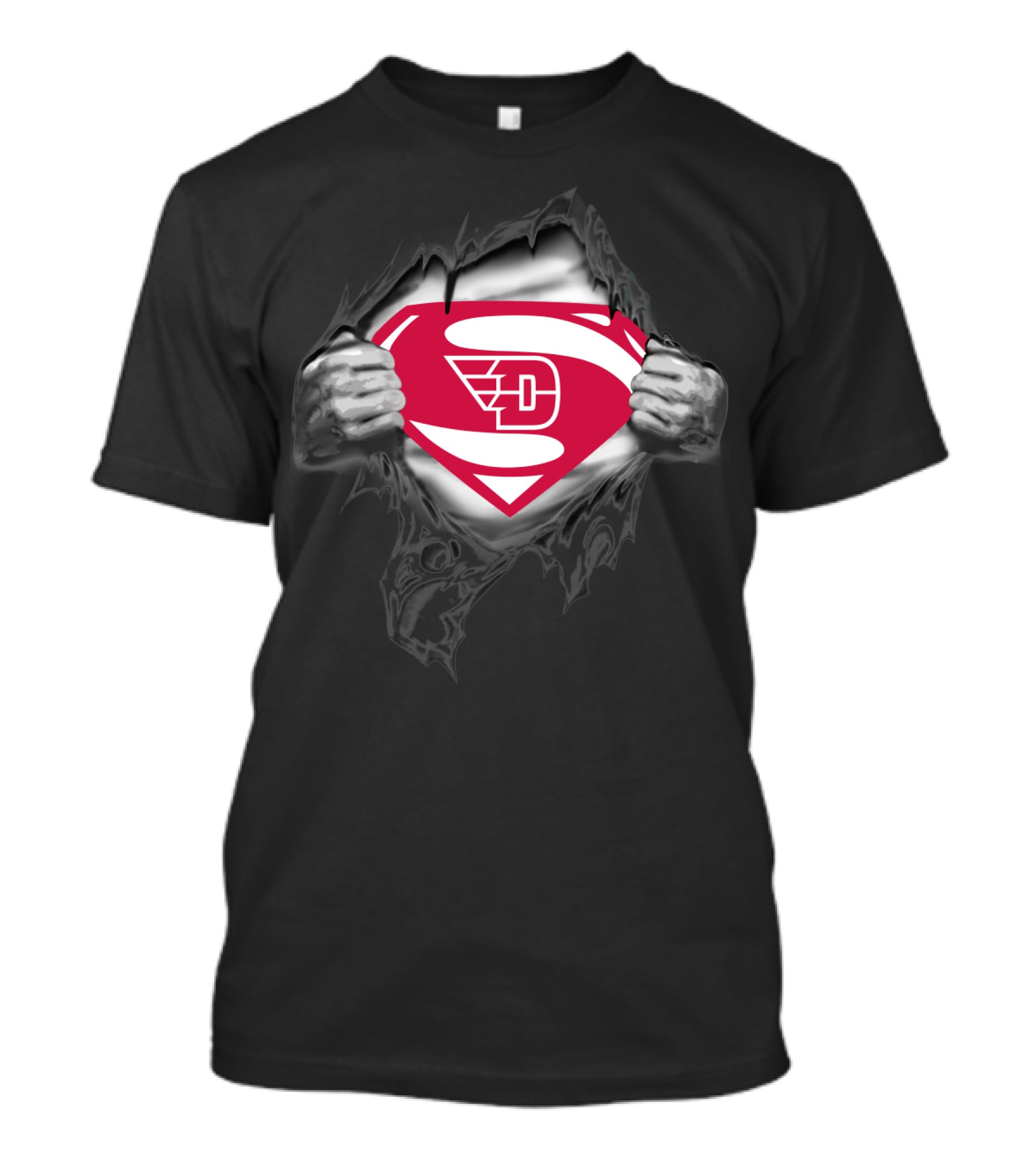 Dayton Flyers Superman Logo Rip T-Shirt