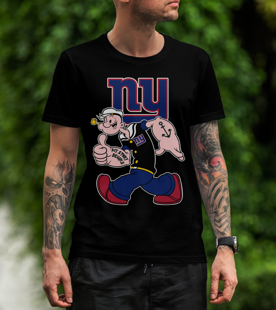Popeye Thumbs Up My Story Designs New York Giants T-Shirt