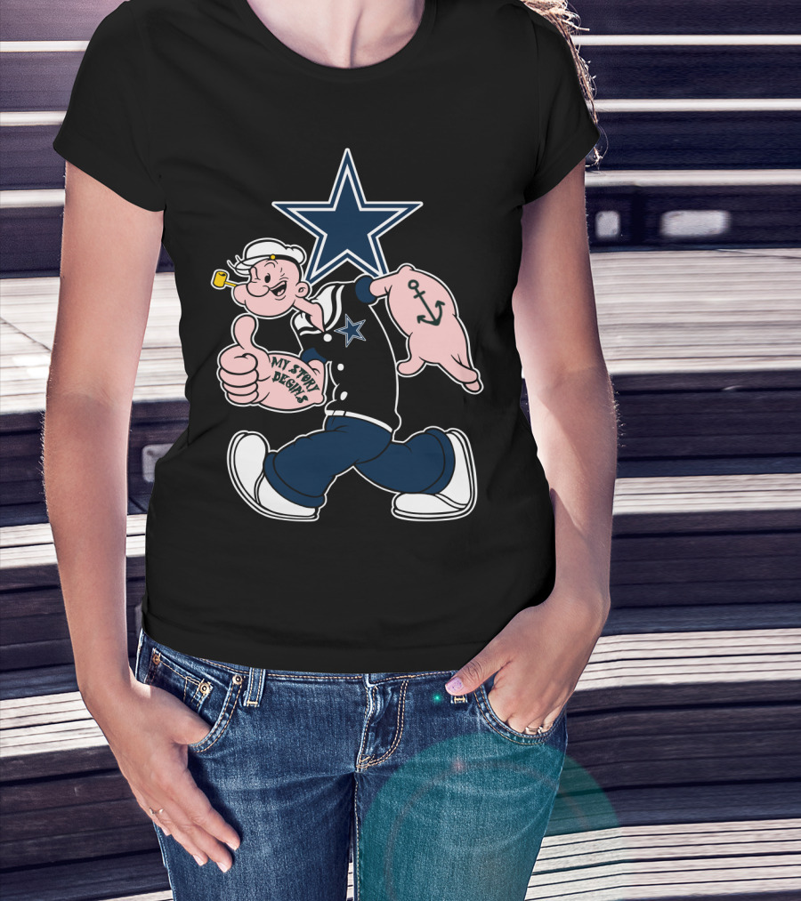 Dallas Cowboys Navy Star Popeye My Story Designs T-Shirt