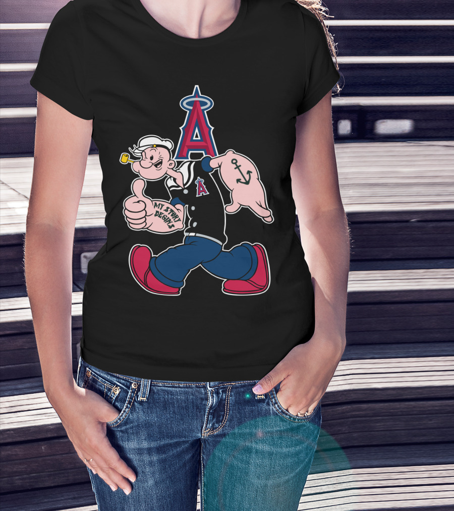 Popeye Los Angeles Angels Mlb Anchor My Story Begins T-Shirt