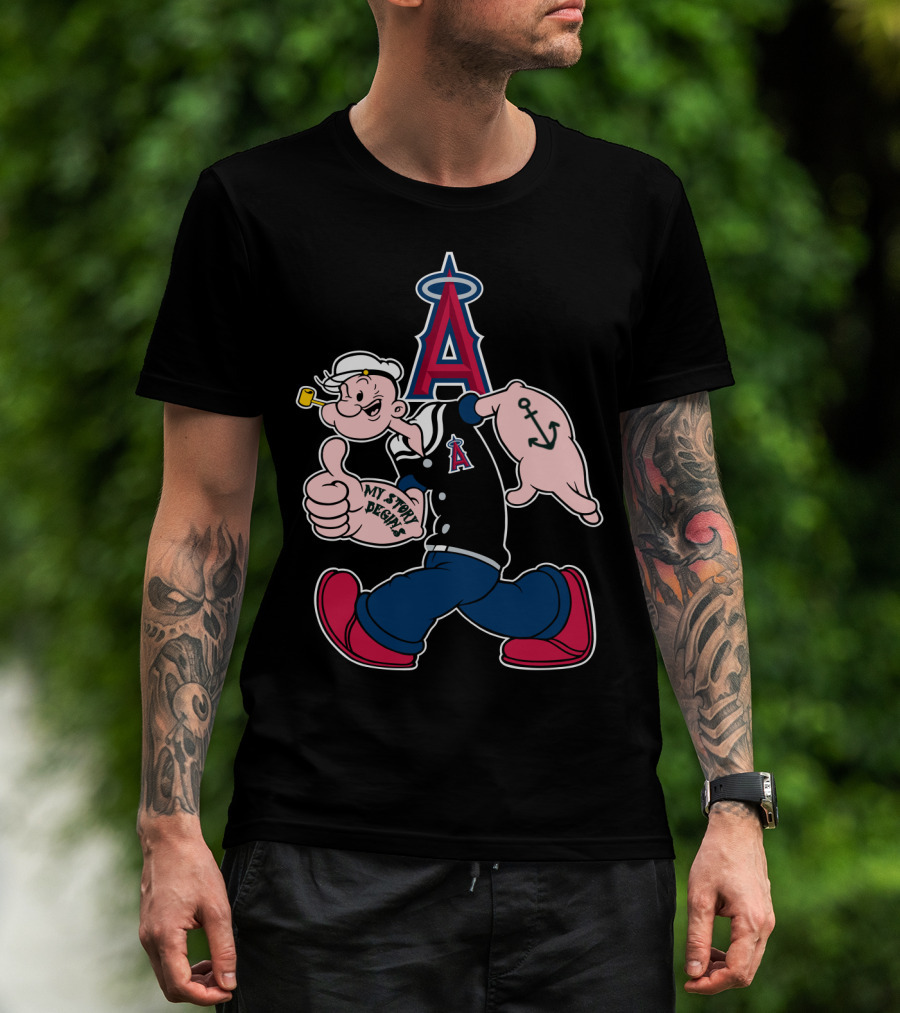 Popeye Los Angeles Angels Mlb Anchor My Story Begins T-Shirt