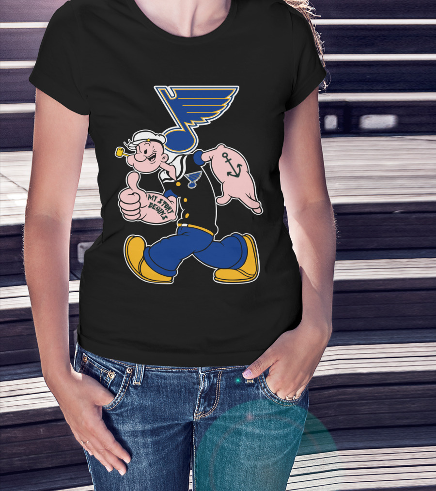 St Louis Blues Logo Popeye Cartoon Character '68 Style T-Shirt