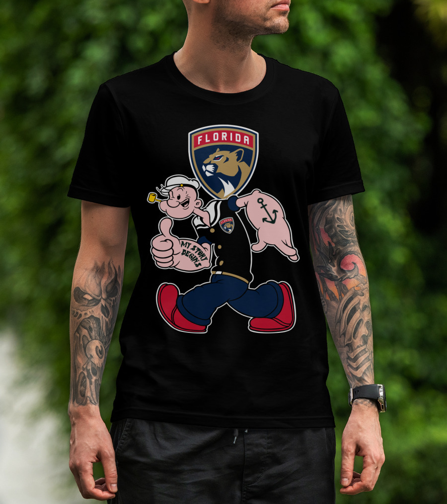Florida Panthers Popeye Anchor Patch Thumbs Up T-Shirt