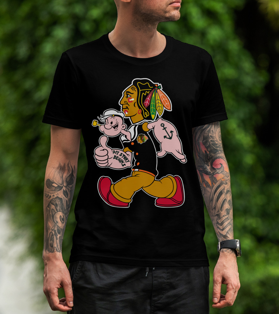 Chicago Blackhawks My Story Begins Popeye Crossover T-Shirt
