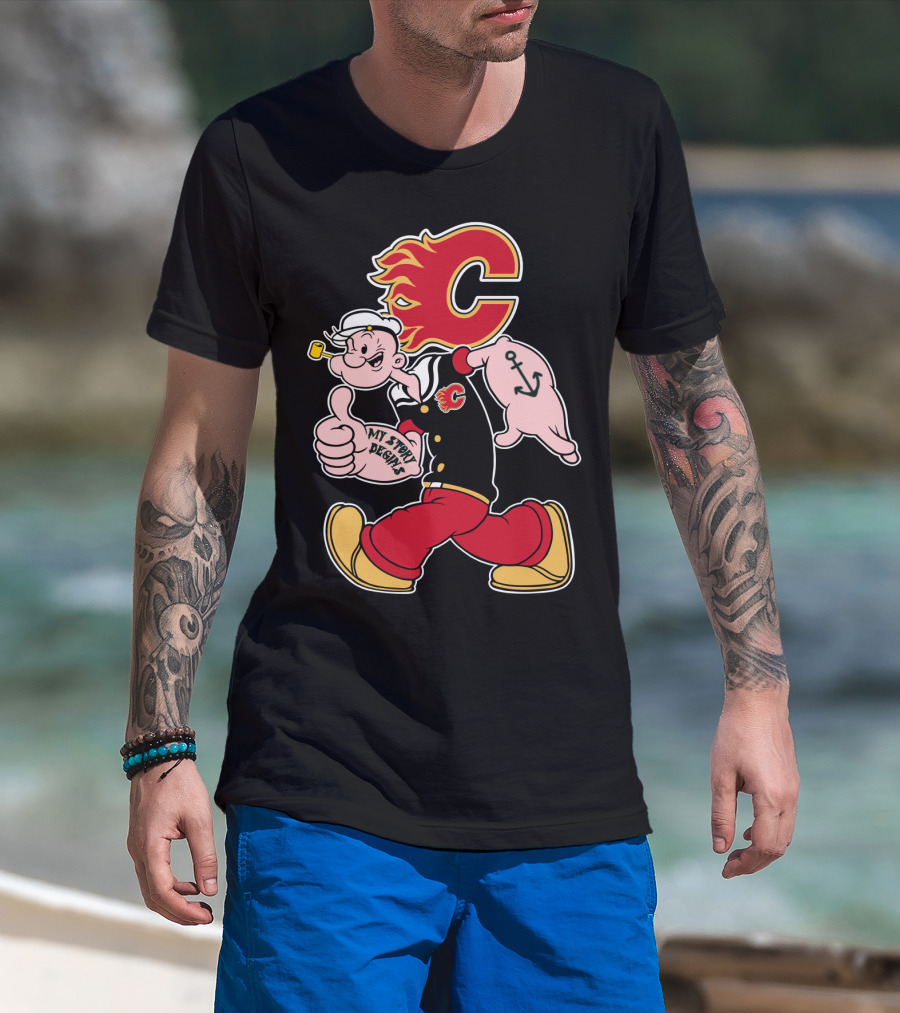 Calgary Flames Popeye My Story Begins Anchor 87 T-Shirt
