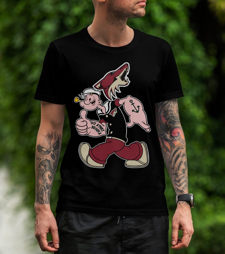 Popeye My Story Design Arizona Coyotes Logo 91 Anchor T-Shirt