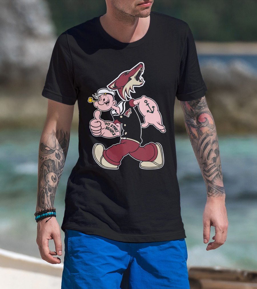 Popeye My Story Design Arizona Coyotes Logo 91 Anchor T-Shirt