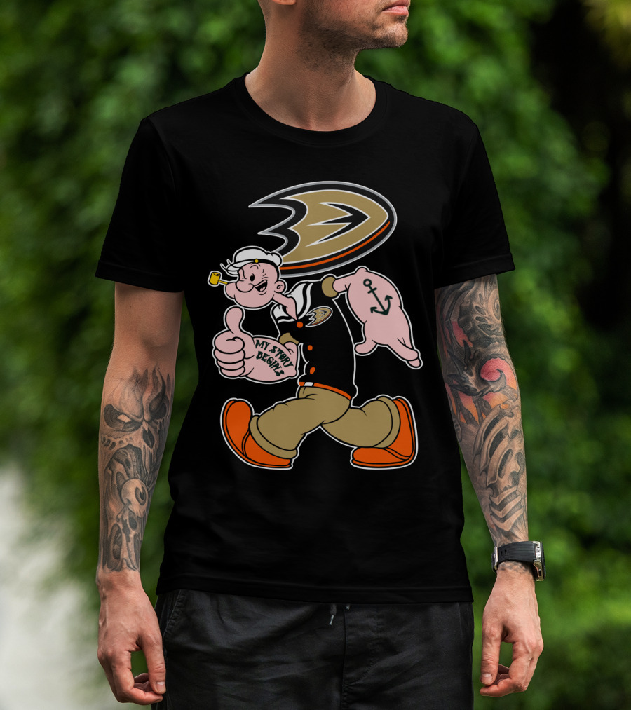 Anaheim Ducks '92 Popeye Crossover With My Story Designs T-Shirt