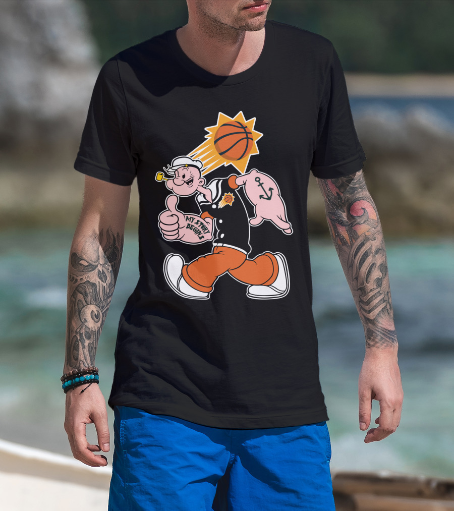 My Story Designs Phoenix Suns Popeye Basketball Anchor Thumbs Up T-Shirt
