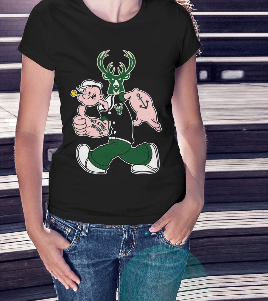 Milwaukee Bucks My Story Designs Popeye Bucks T-Shirt