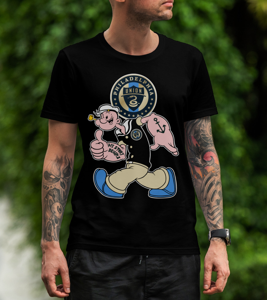 Philadelphia Union Popeye My Story Begins Soccer Badge T-Shirt
