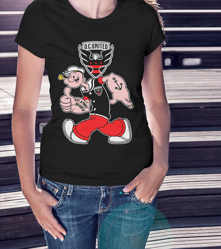 D.c. United My Story Begins Popeye Anchor Tattoo Sporty Style T-Shirt