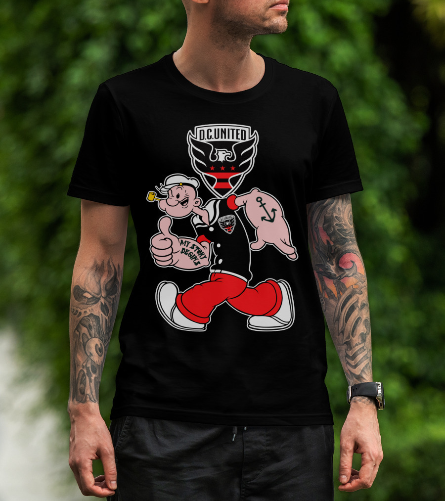 D.c. United My Story Begins Popeye Anchor Tattoo Sporty Style T-Shirt