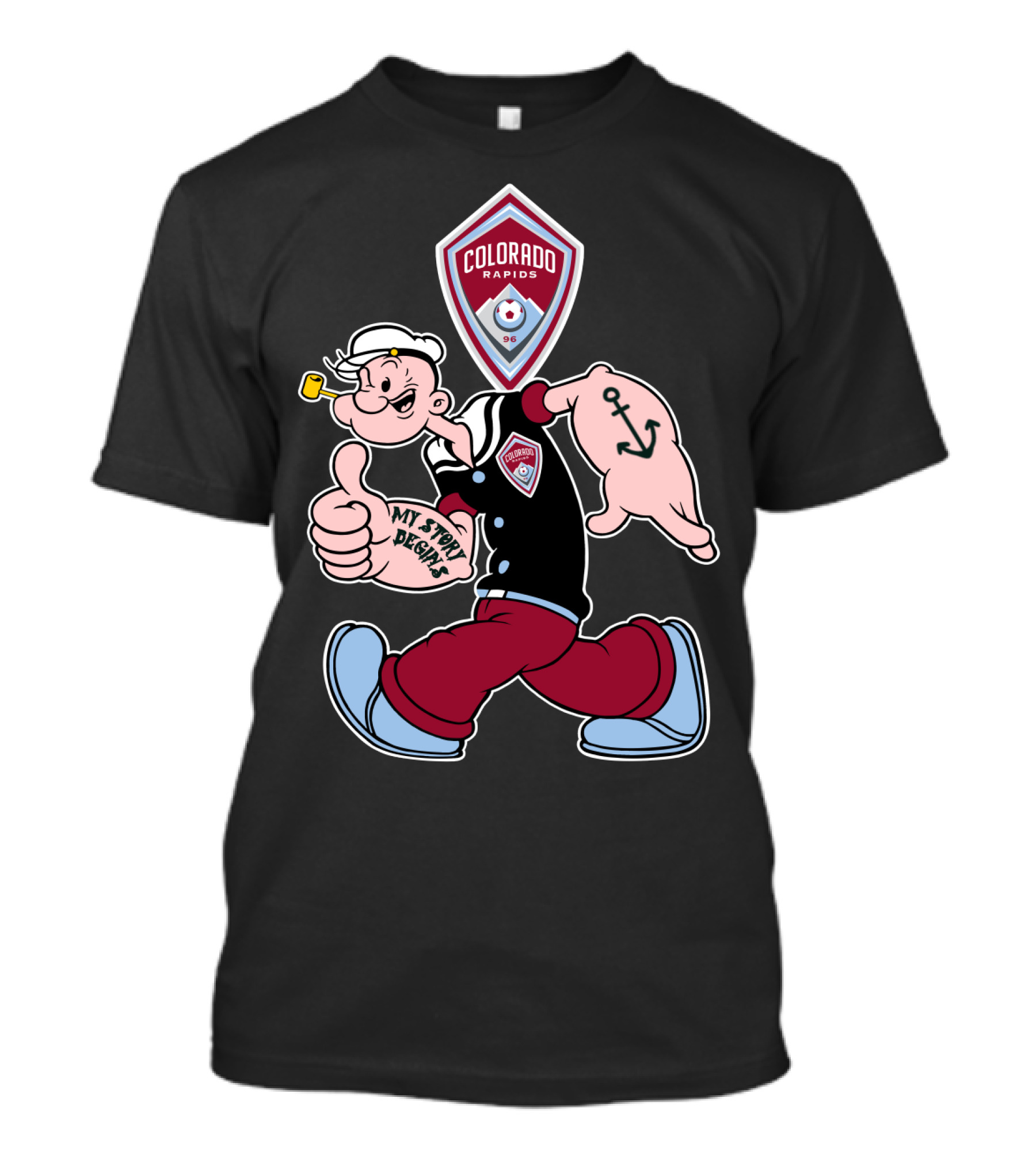 Popeye My Story Begins Colorado Rapids Soccer Badge Anchored T-Shirt