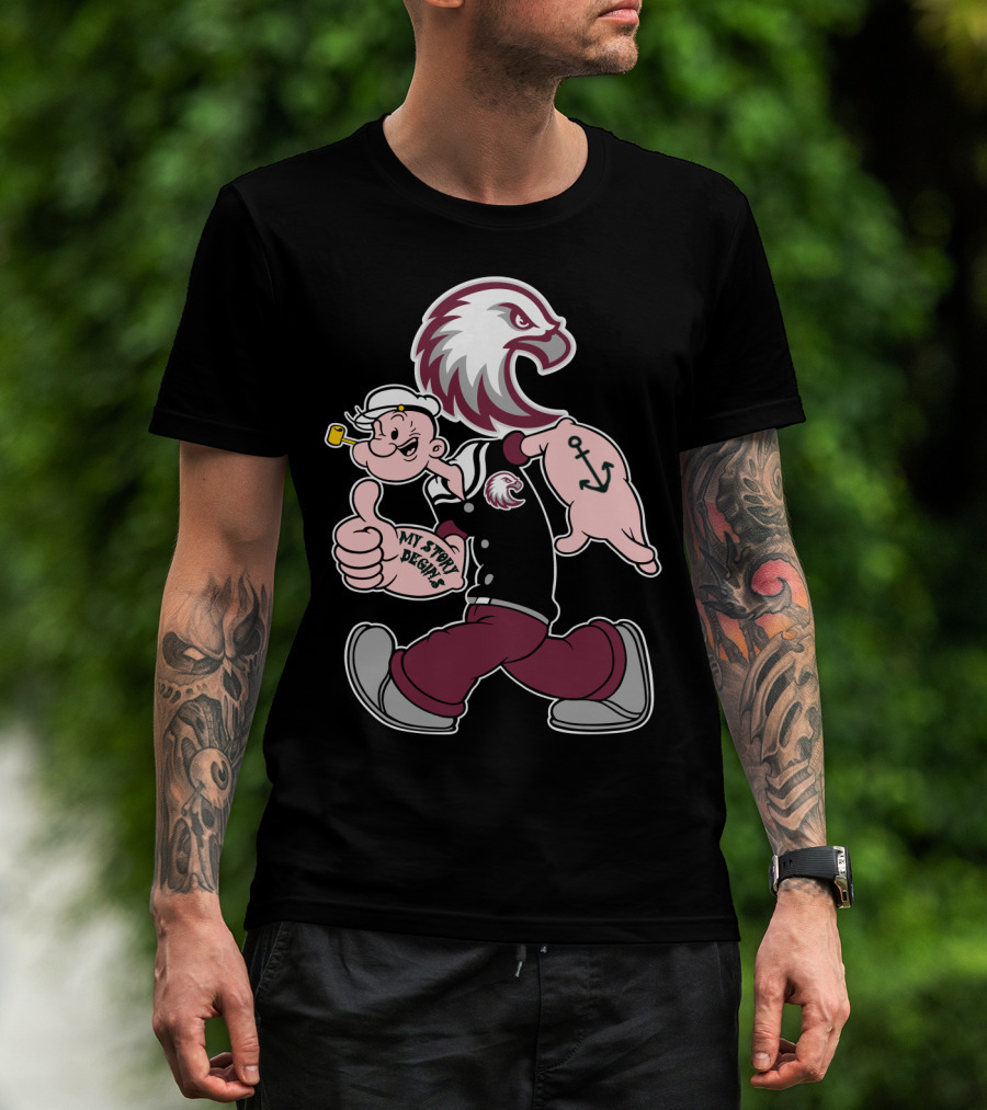Augsburg Auggies My Story Designs Popeye Eagle Anchor T-Shirt