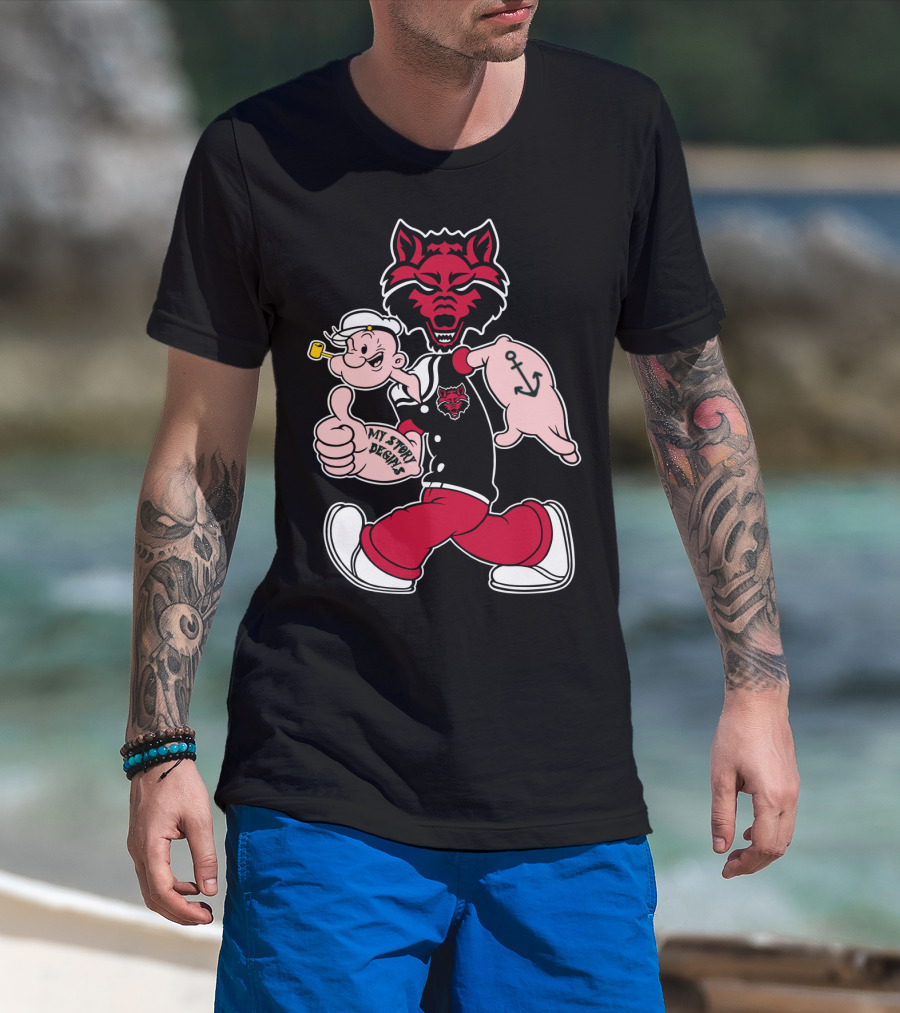 Arkansas State Red Wolves My Story Designs Popeye Anchor T-Shirt