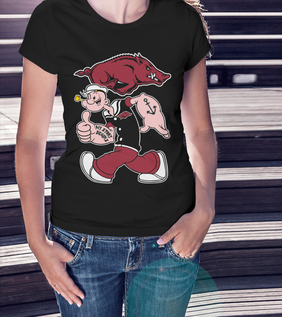 Popeye Arkansas Razorbacks My Story Begins T-Shirt