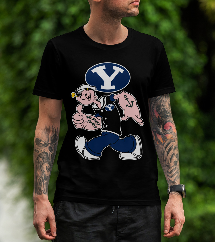 Byu Cougars Y Logo My Story Begins Popeye Sailor Anchor T-Shirt