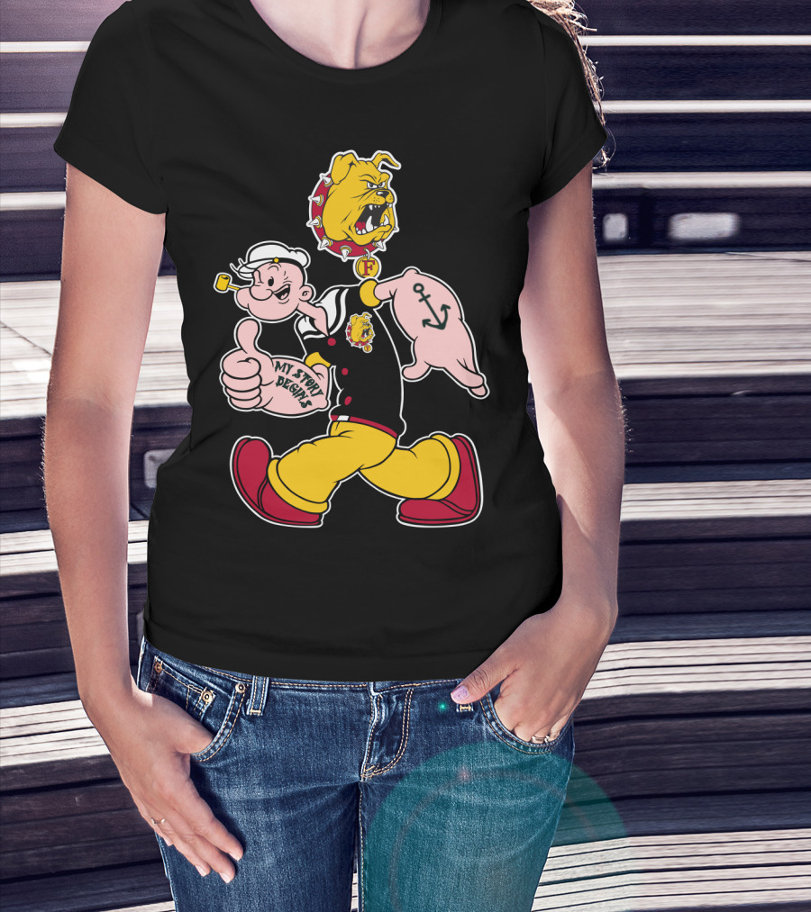 Ferris State Bulldogs My Story Begins Popeye Bulldog T-Shirt