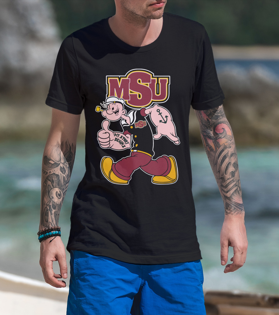 Msu My Story Begins Popeye Sailor Anchor T-Shirt