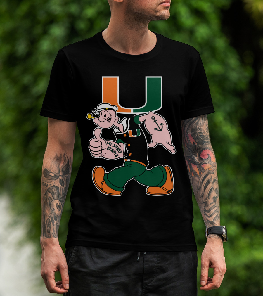 Miami Hurricanes My Story Designs Popeye Anchor T-Shirt