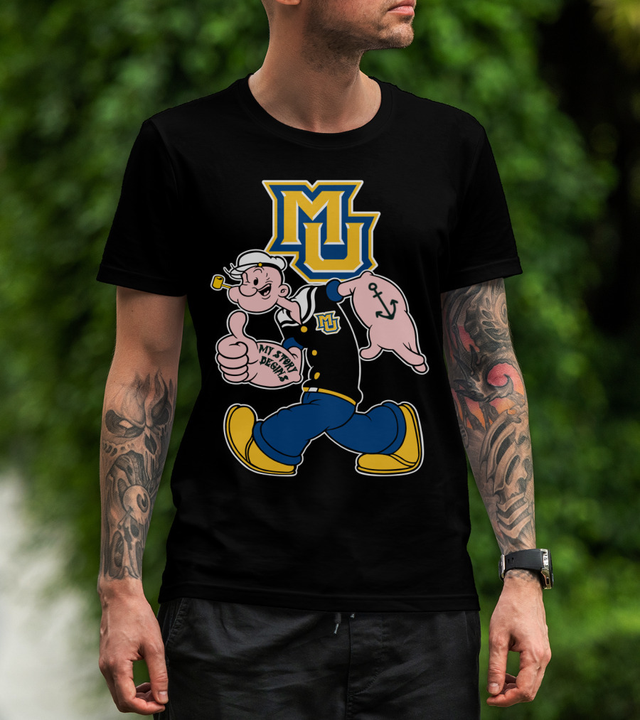 Mu Marquette Golden Eagles My Story Begins Popeye Sailor Character T-Shirt