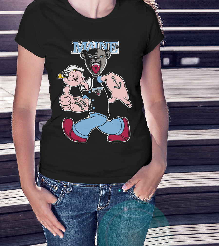Maine Black Bears My Story Begins Popeye Crossover T-Shirt