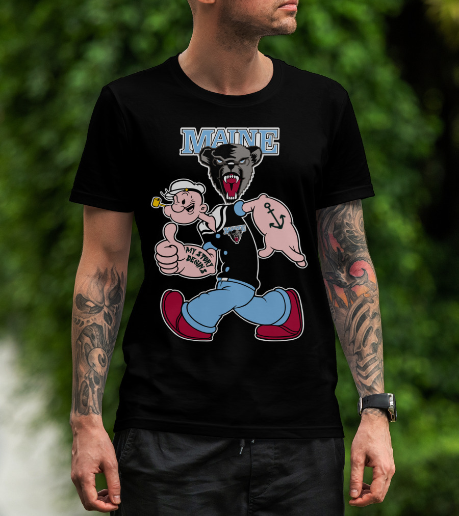 Maine Black Bears My Story Begins Popeye Crossover T-Shirt
