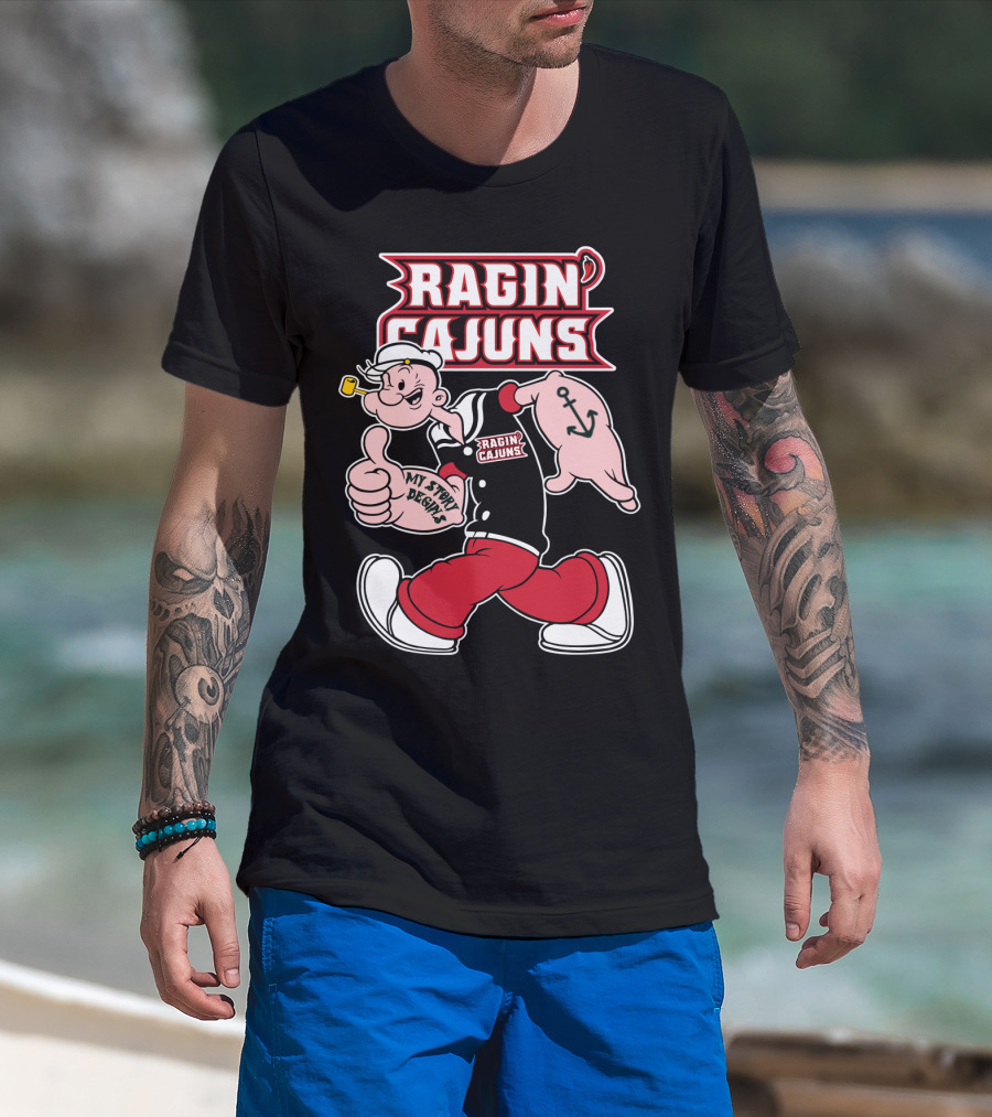 Ragin' Cajuns My Story Begins Character With Anchor Symbol T-Shirt