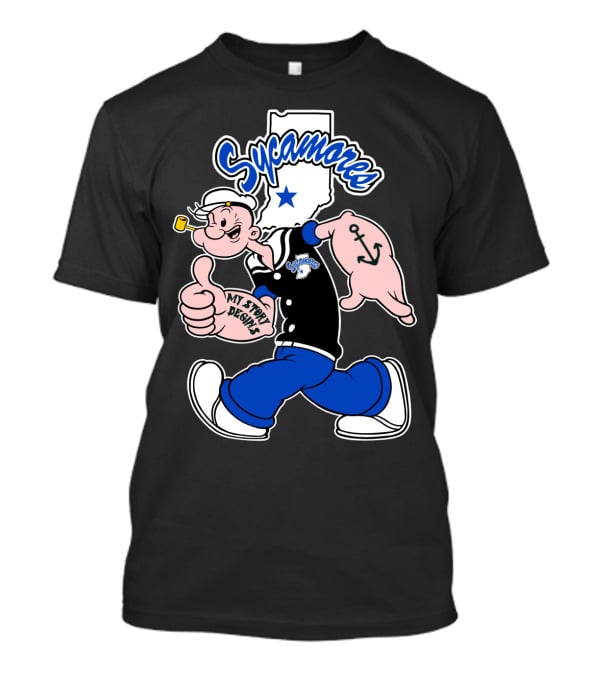 Sycamore Indiana State Sycamores My Story Begins Popeye Anchor T-Shirt