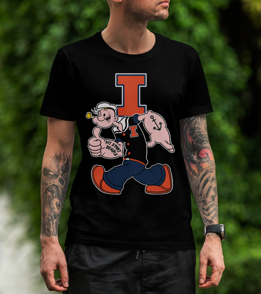 Popeye Thumbs Up Anchored Tattoo 262 Illinois Fighting Illini T-Shirt