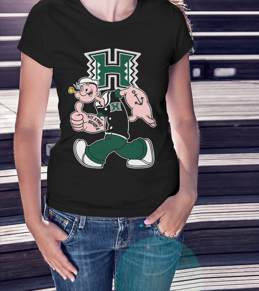 Hawai'i Rainbow Warriors My Story Begins H Logo Popeye Anchor T-Shirt