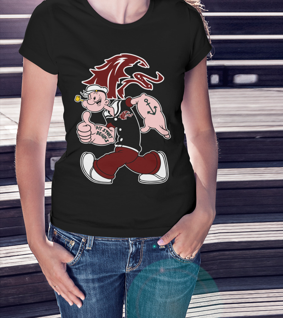 Southern Illinois Saluki My Story Designs Popeye Anchor T-Shirt