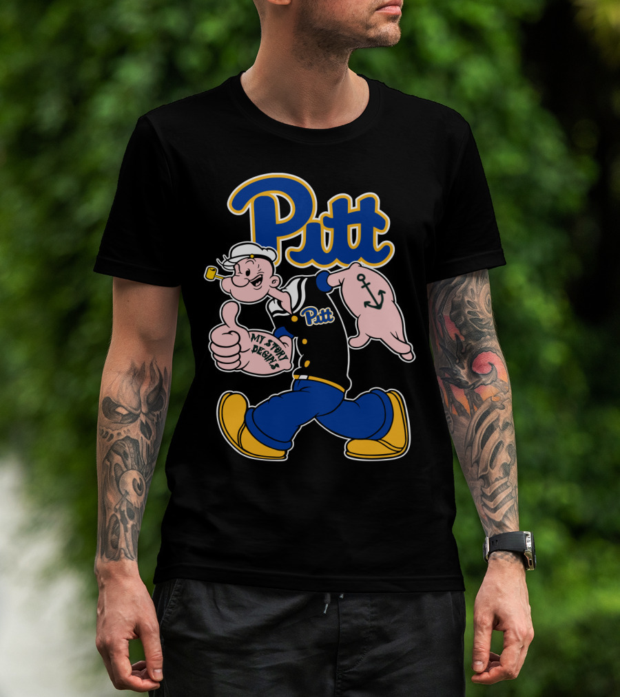 Pitt Panthers Sailor Character Thumbs Up Anchor Tattoo T-Shirt