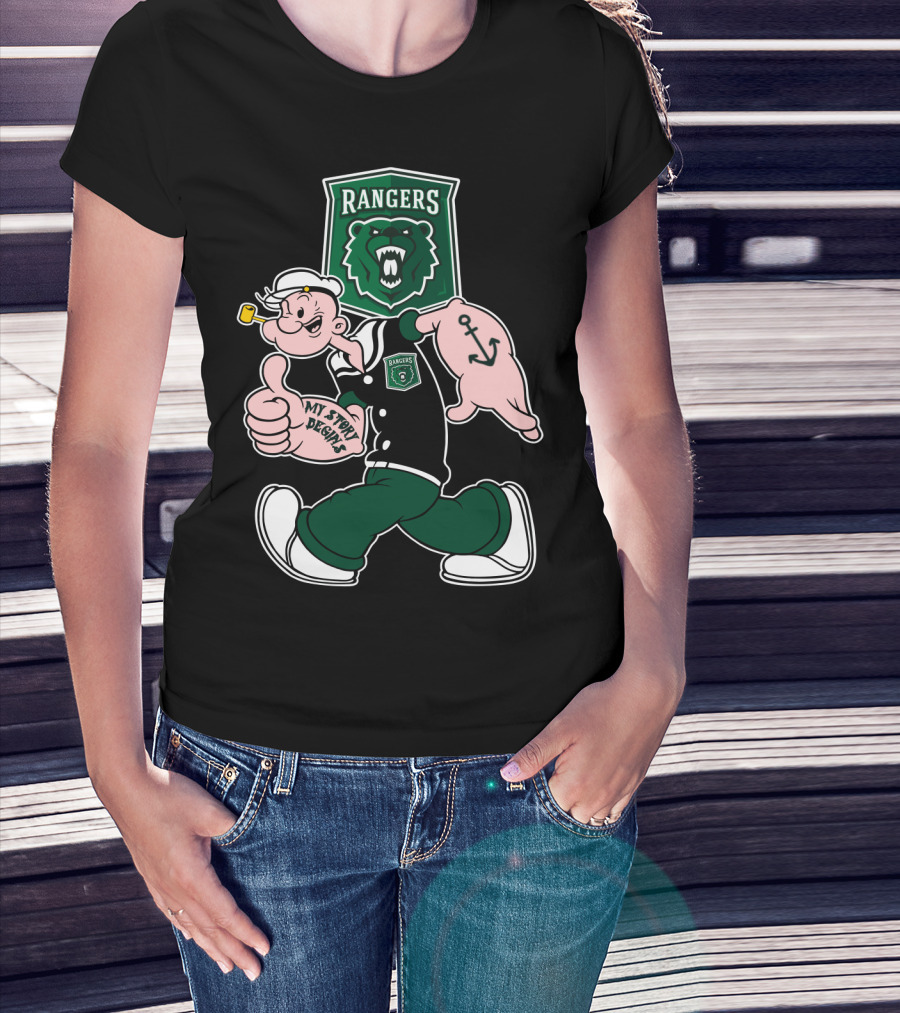 Parkside Rangers My Story Begins Popeye Cartoon Bear Anchor T-Shirt