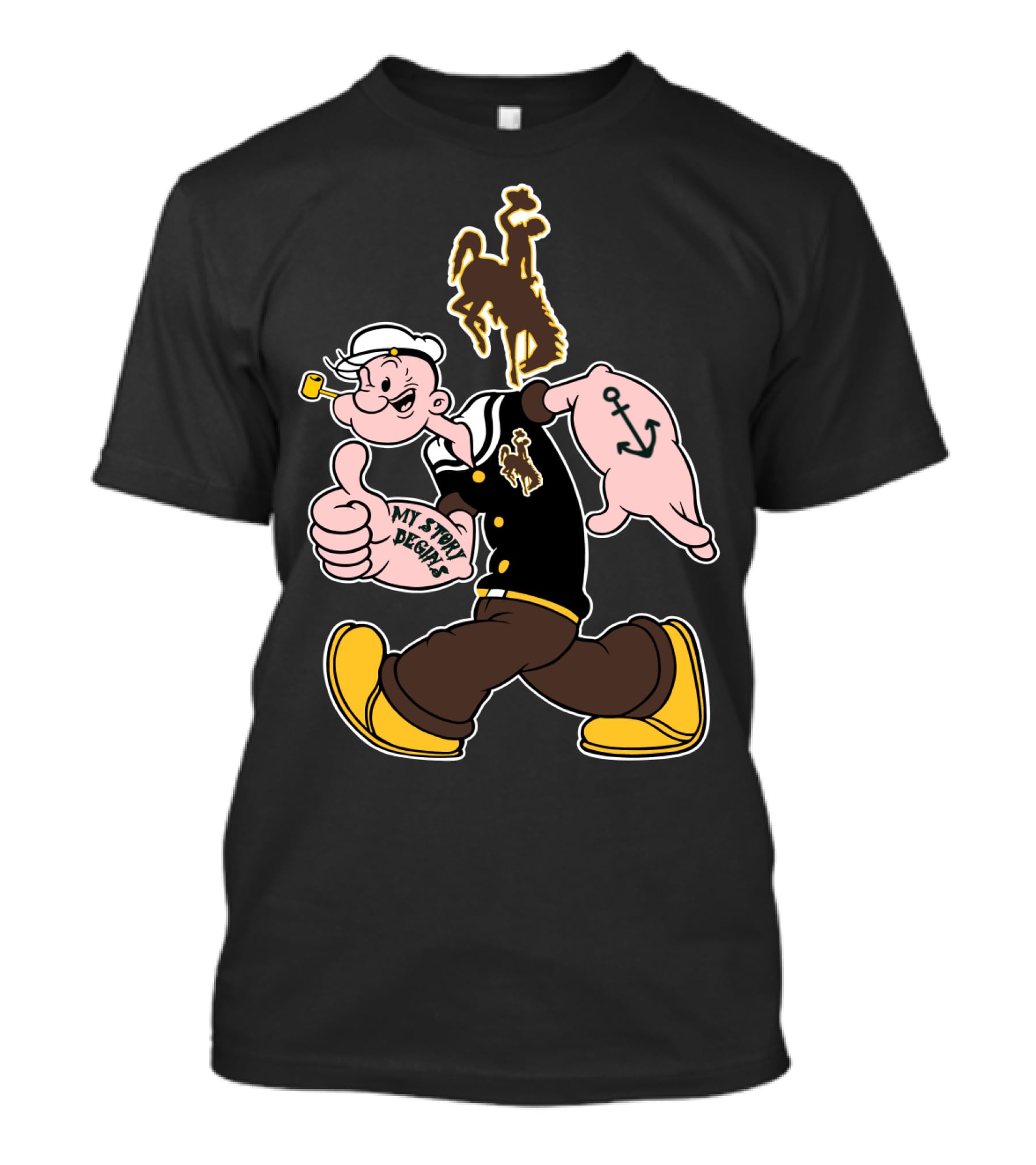 Wyoming Cowboys My Story Designs Popeye Anchor T-Shirt