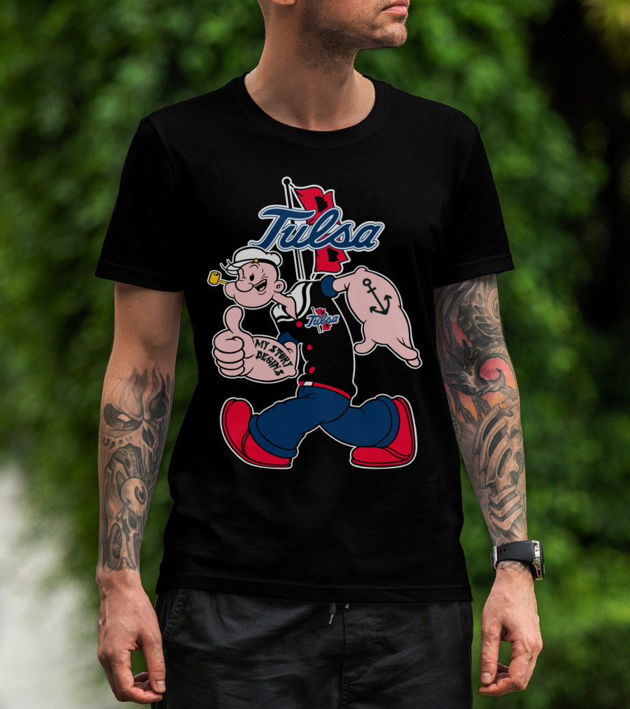Tulsa Golden Hurricane Popeye My Story Begins Anchor T-Shirt