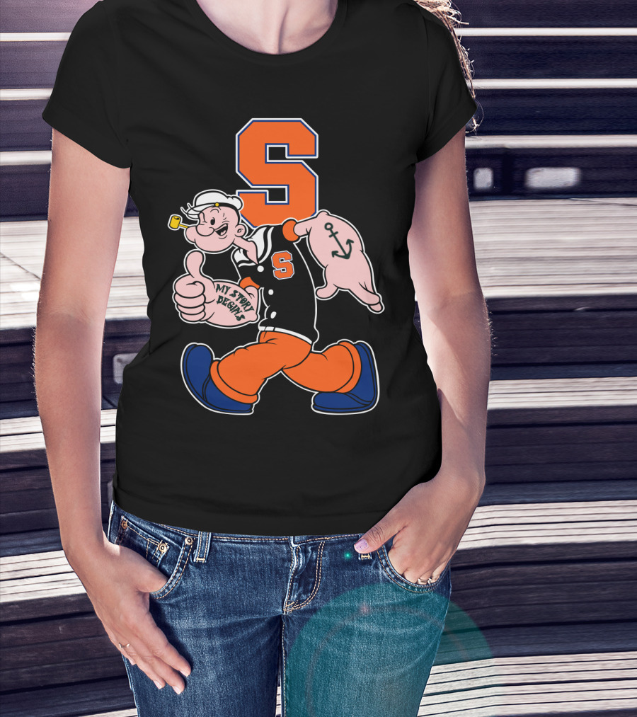 Syracuse Orange Popeye Thumbs Up Anchor Tattoo Walking My Story Designs T-Shirt